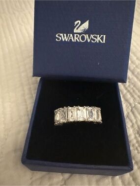 Swarovski Matrix Vittore Clear Crystal Emerald-Cut Eternity Ring in Silver 52